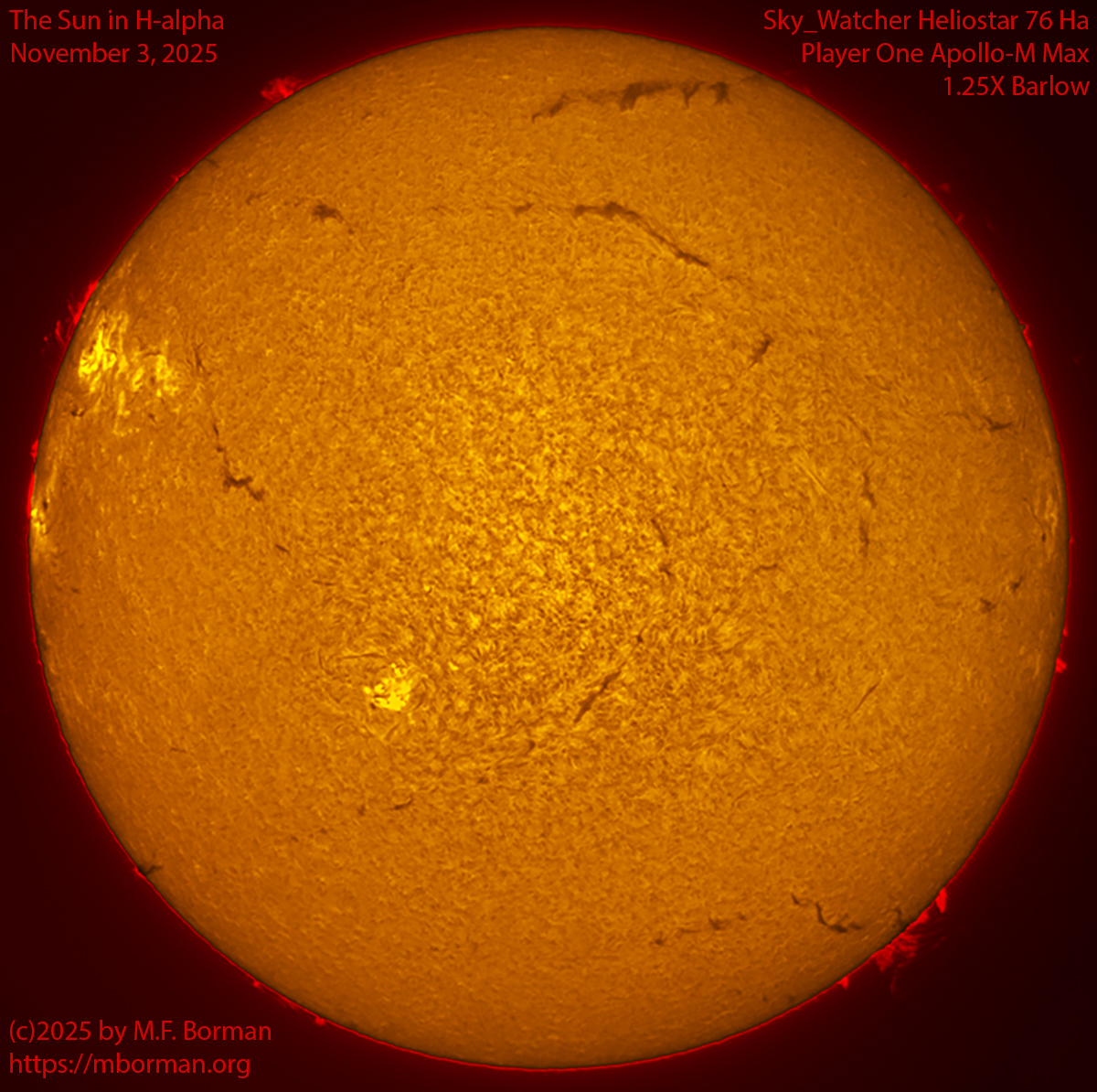 Solar image in h-alpha 11/03/25