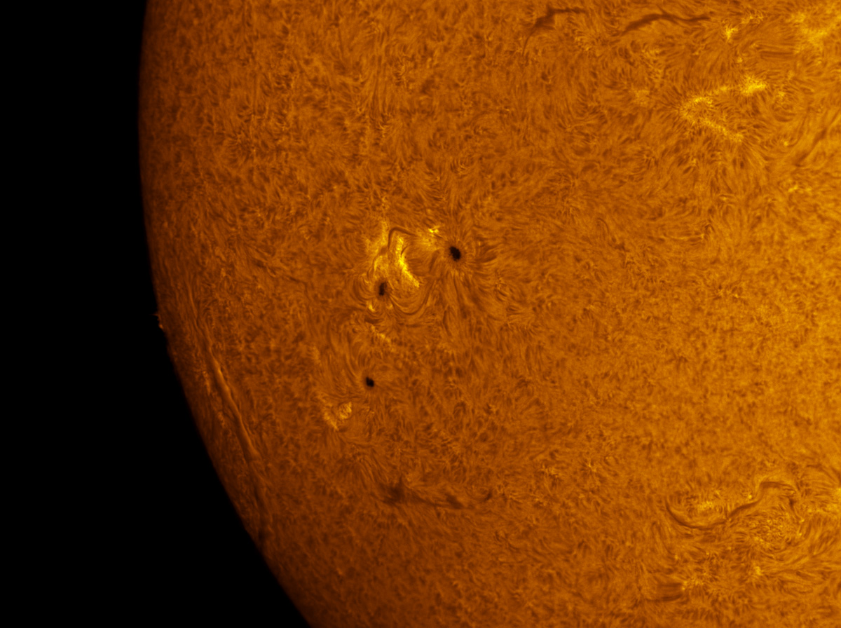 Sunspot 1611 and 1612 in h-alpha 11/10/2012