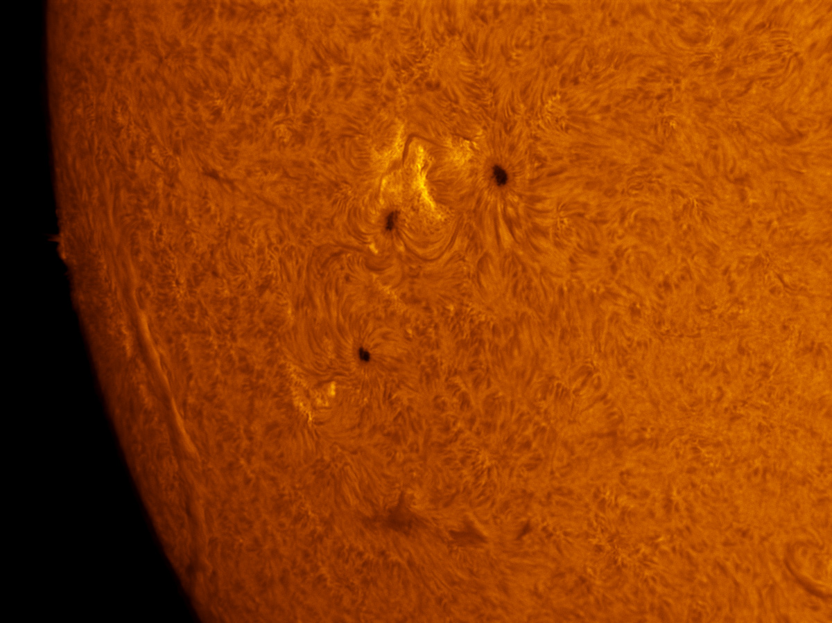 Sunspot 1611 and 1612 in h-alpha 11/10/2012