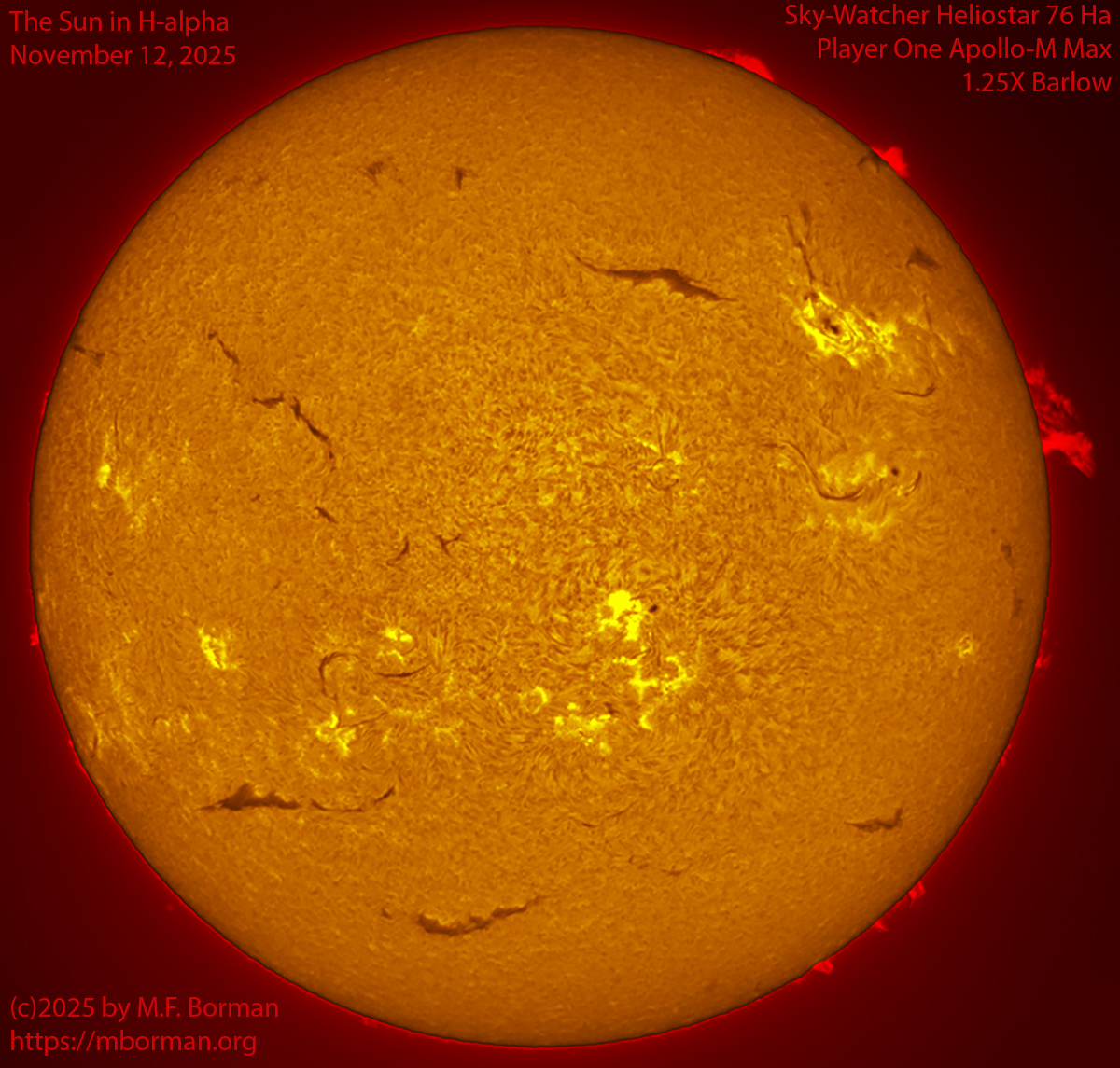 Solar image in h-alpha 11/12/25