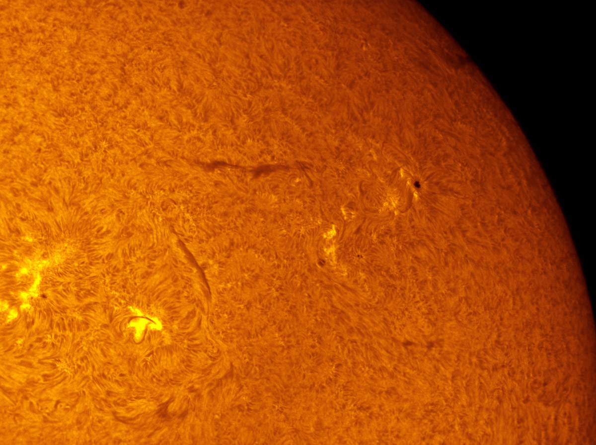 Sunspot 1611 and 1612 in h-alpha 11/17/2012
