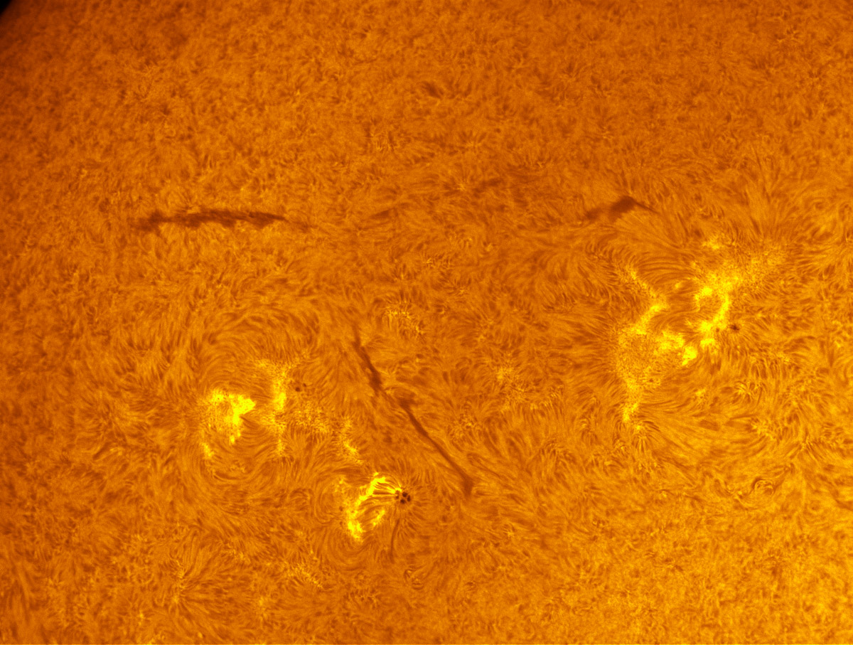 Sunspot 1614, 1616, and 1619 in h-alpha 11/17/2012