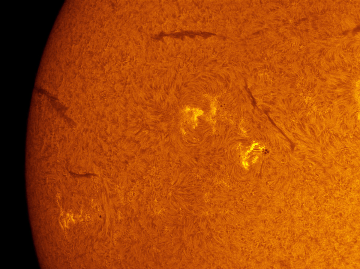 Sunspots 1616 and 1619 in h-alpha 11/17/2012