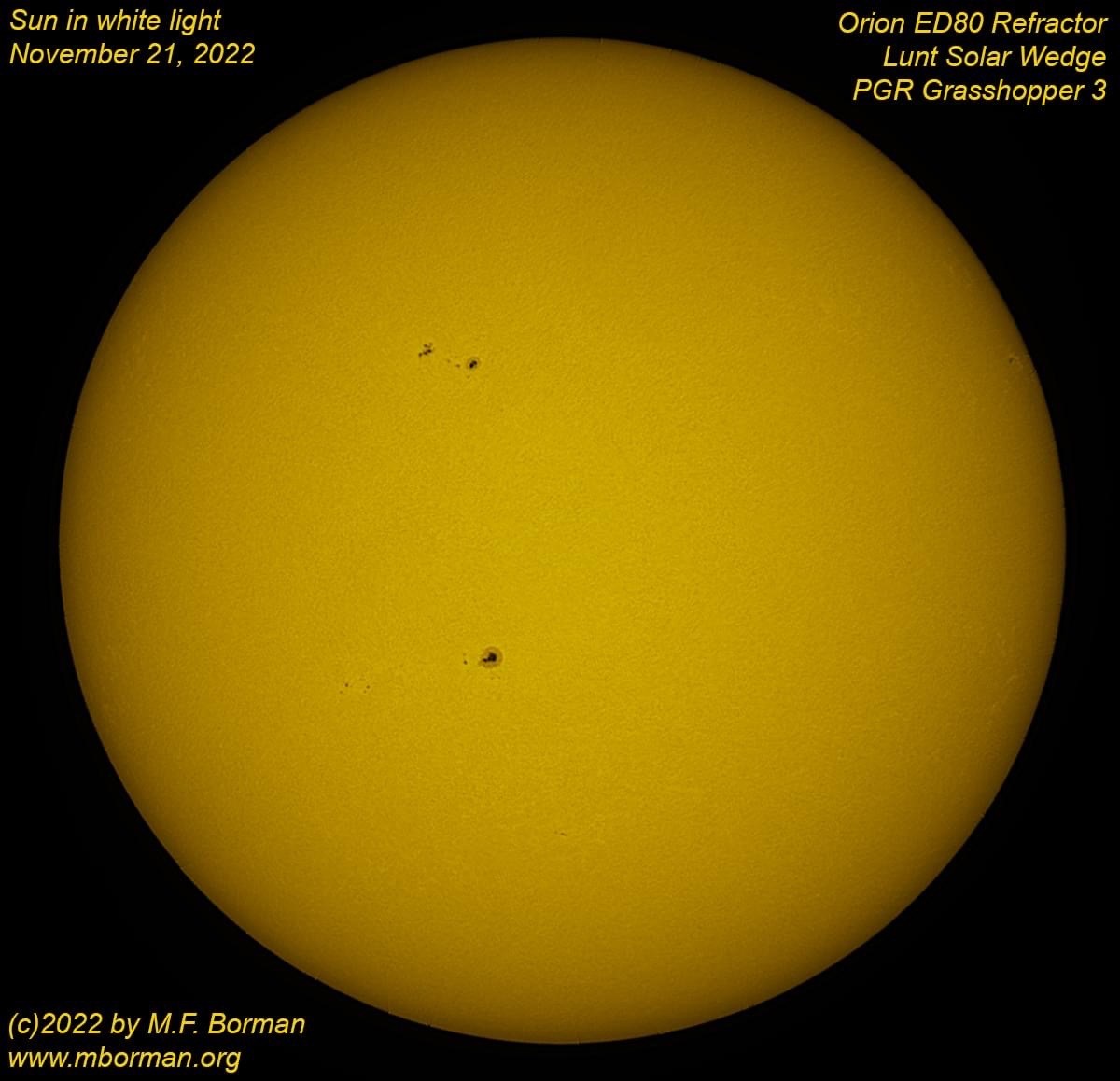 Solar disk in white light 11/21/2022