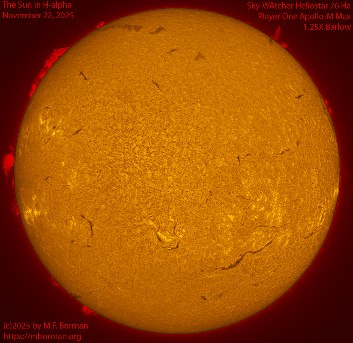 Solar image in h-alpha 11/22/25