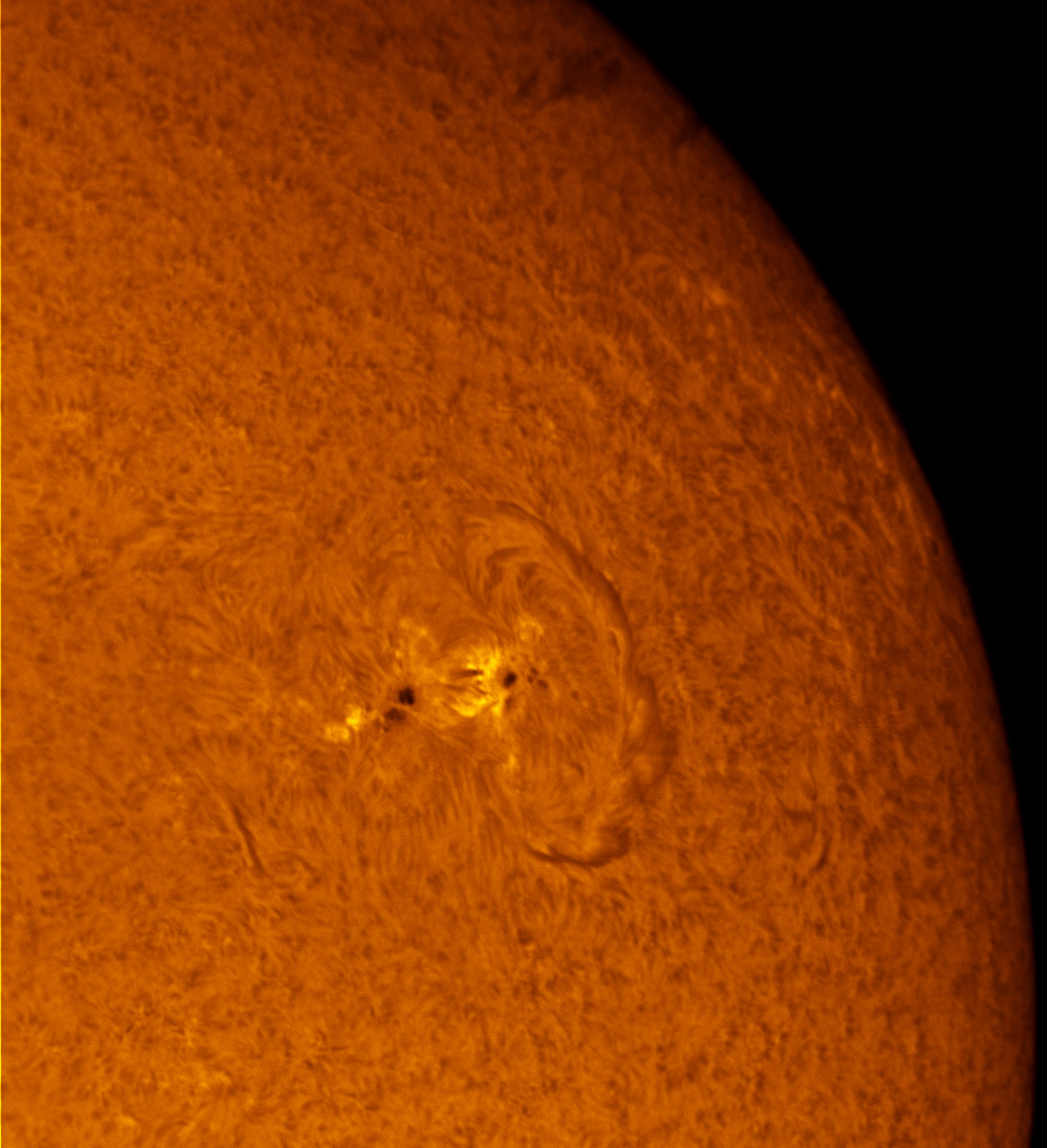 Sunspot 1618 in h-alpha 11/24/2012