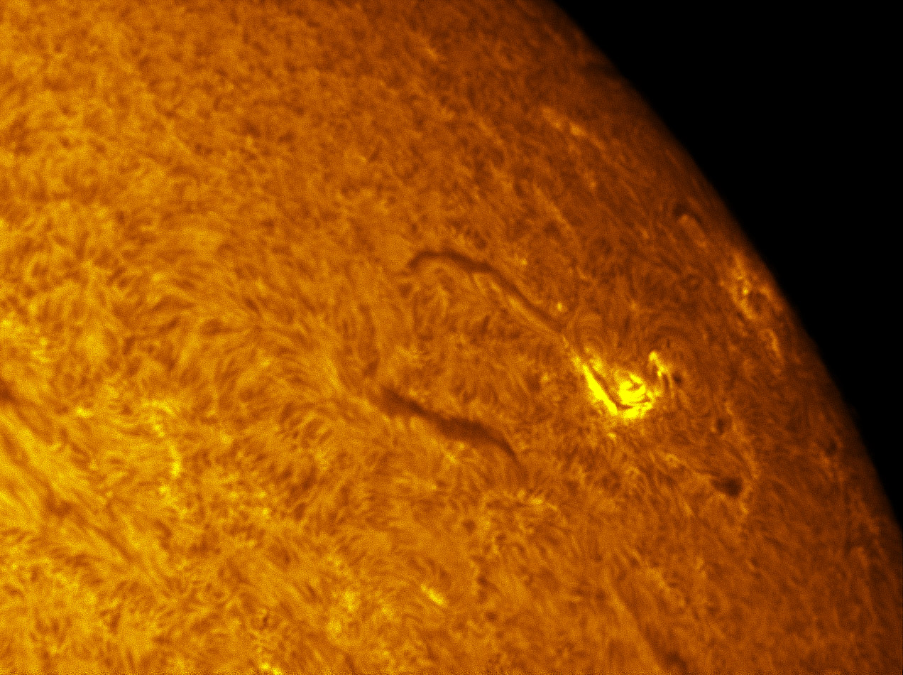 Sunspots 1357 and 1359 in h-alpha 11/25/2011