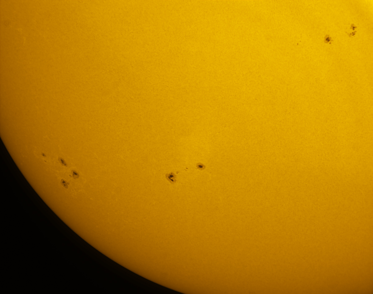 Sunspots 1906, 1907, 1908 and 1909 in white light 11/28/2013