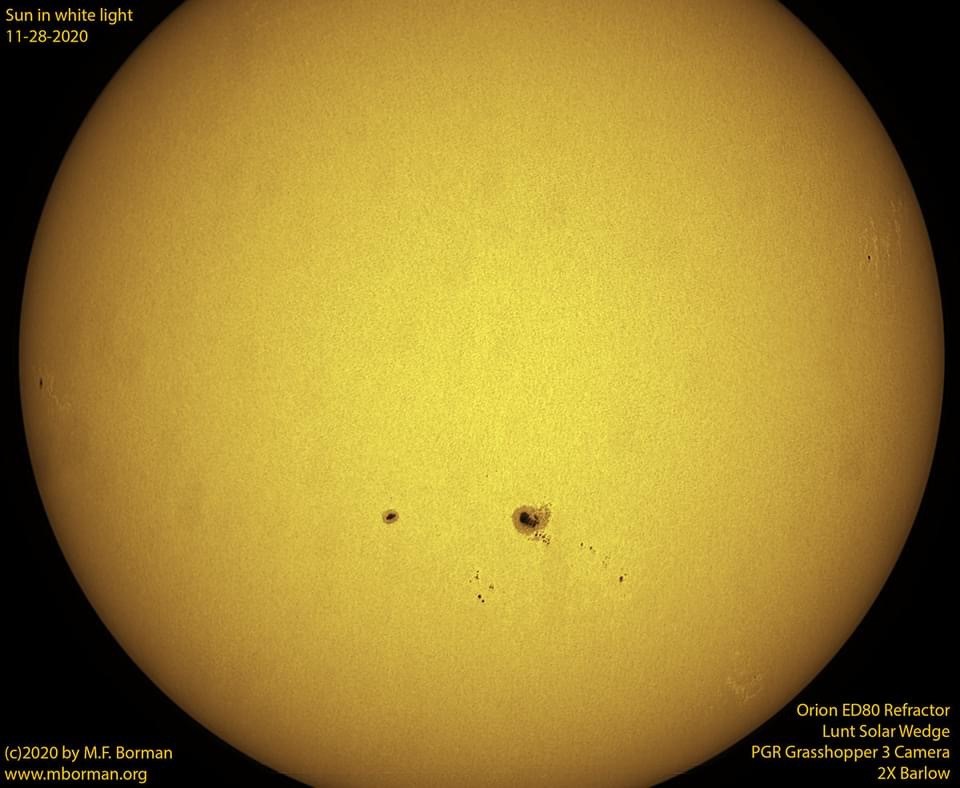 Solar disk in white light 11/28/2020