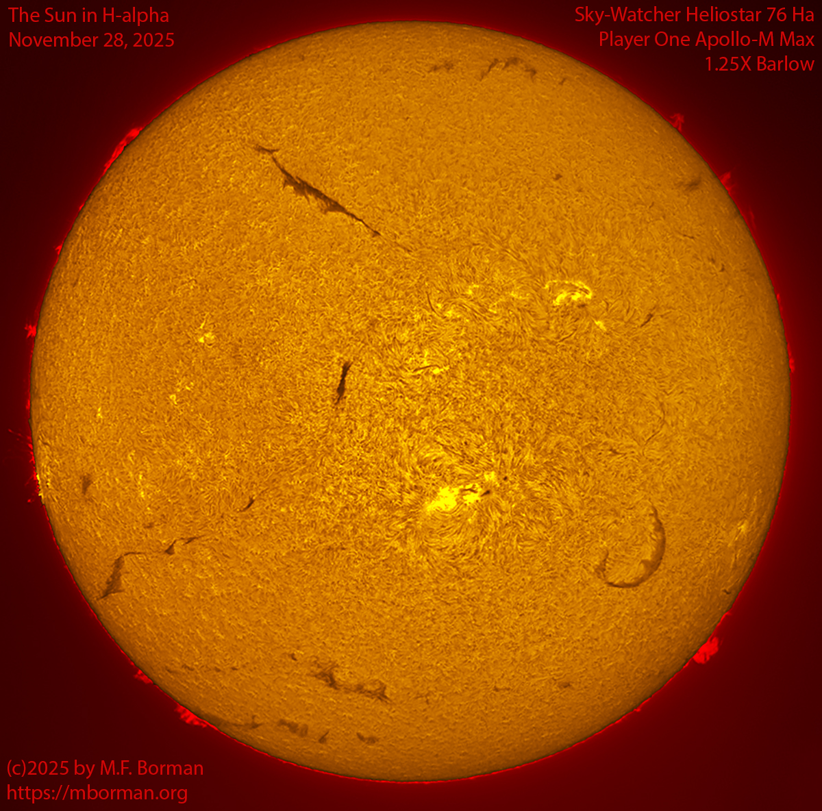 Solar image in h-alpha 11/28/25