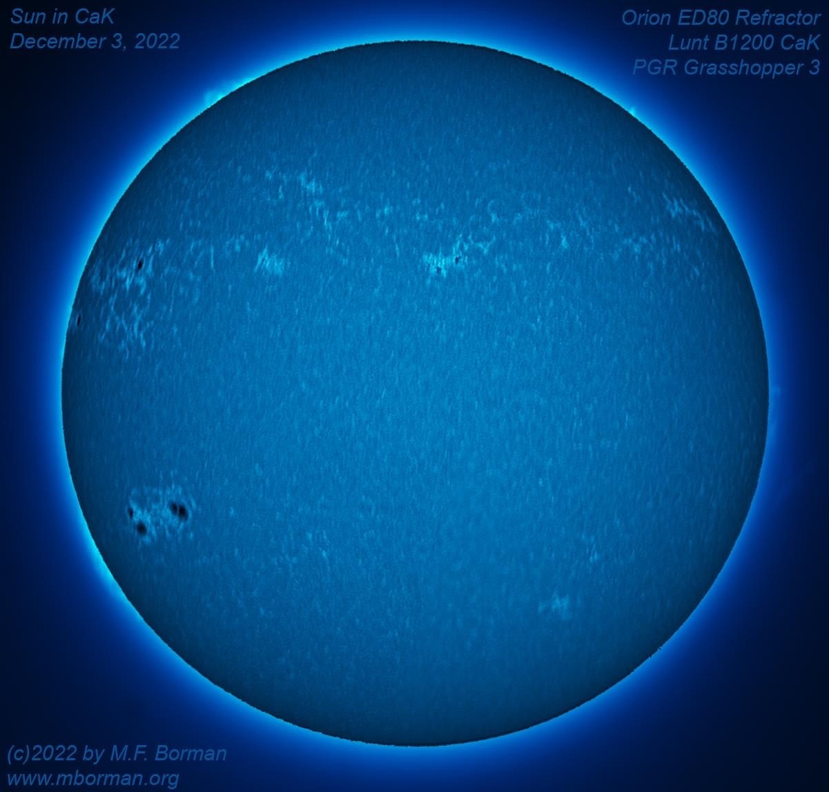 Solar disk in CaK 12/03/2022