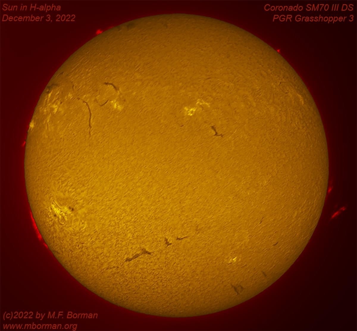 Solar disk in h-alpha 12/03/2022