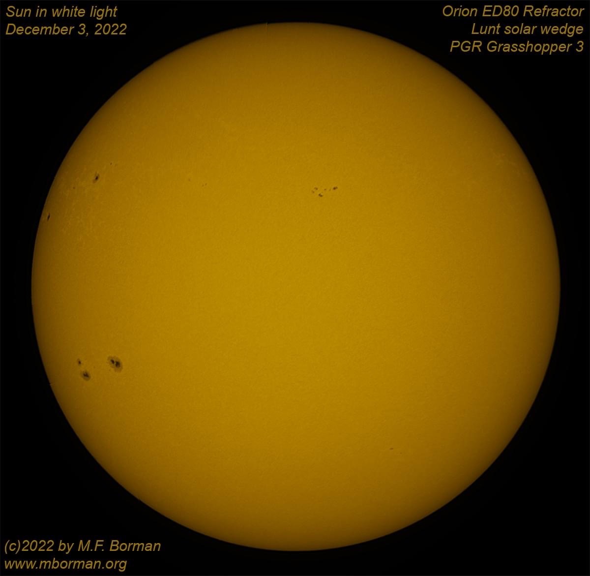 Solar disk in white light 11/21/2022