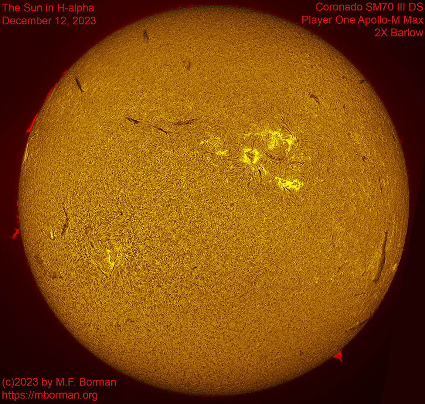 Solar disk in h-alpha 12/12/2023