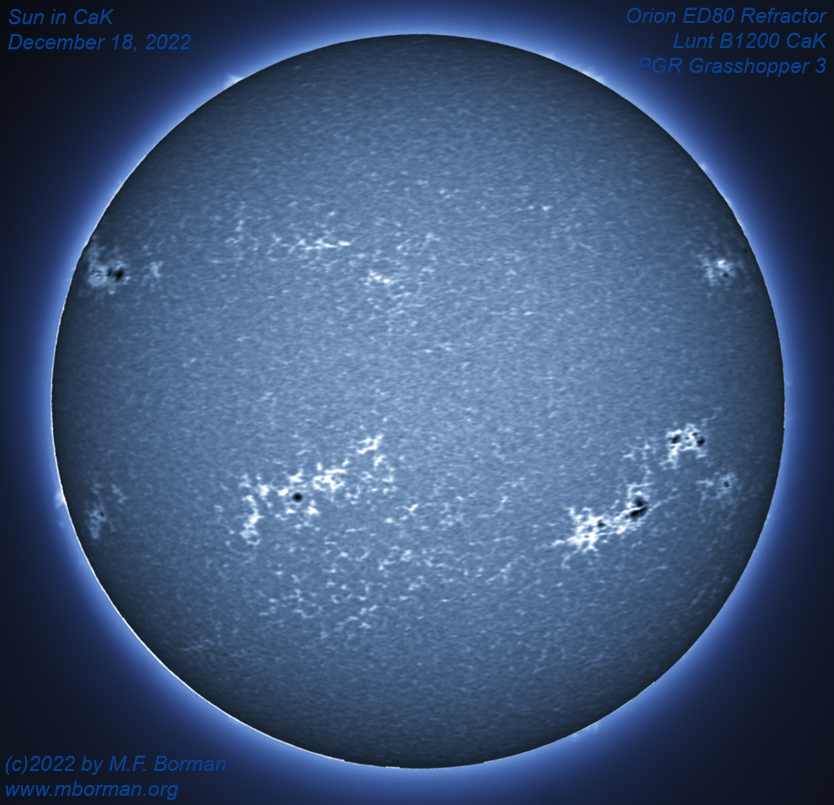 Solar disk in CaK 12/18/2022