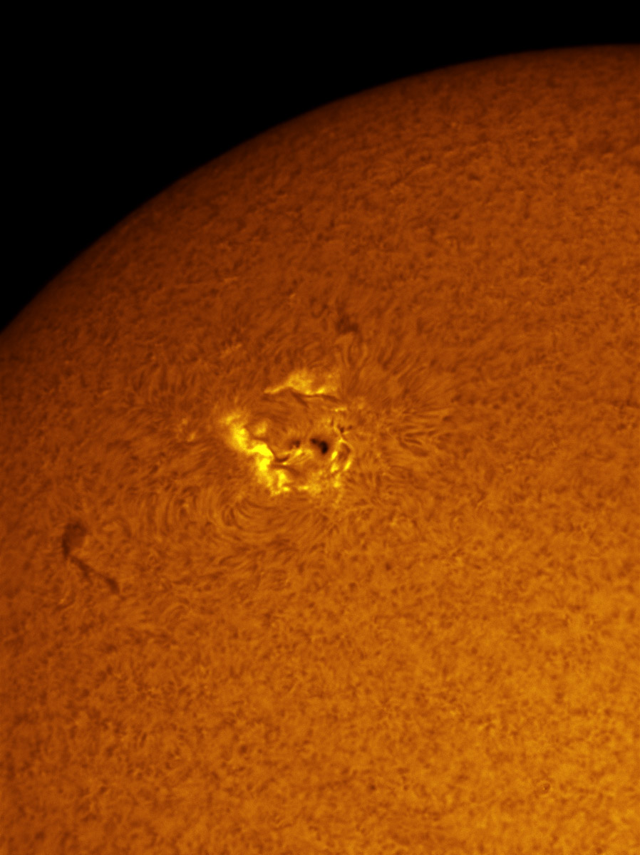 Sunspot 1635 in h-alpha 12/21/2012