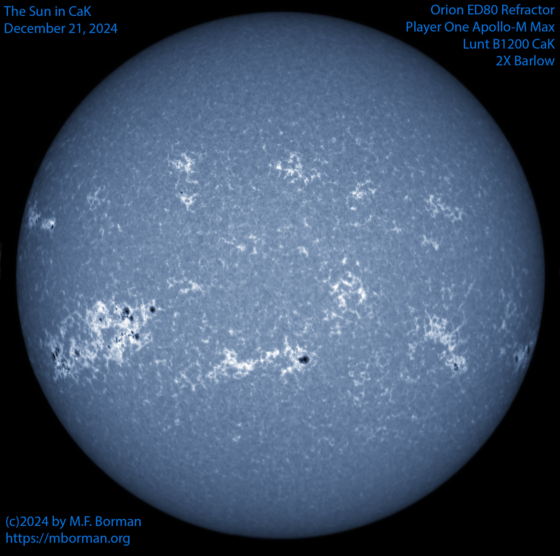 Solar image in CaK 12/21/24