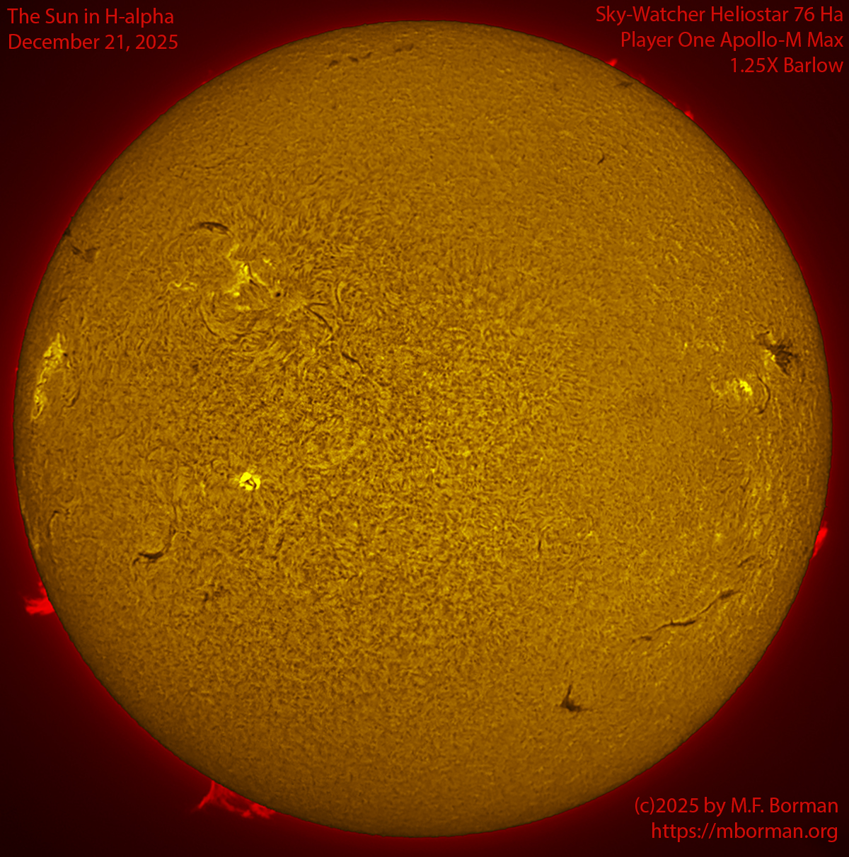 Solar image in h-alpha 12/21/25