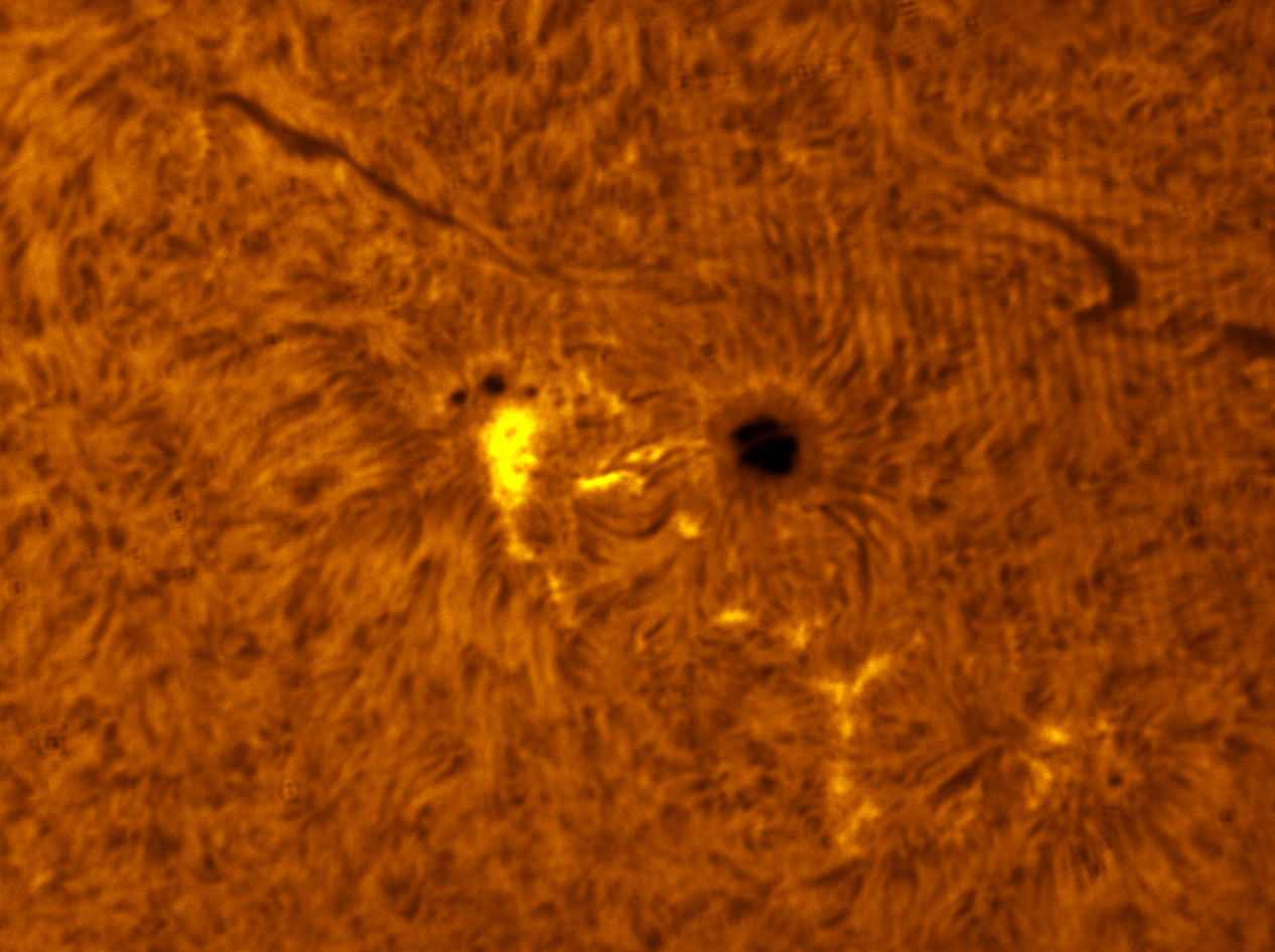 Sunspots 1383 and 1384 in h-alpha 12/24/2011