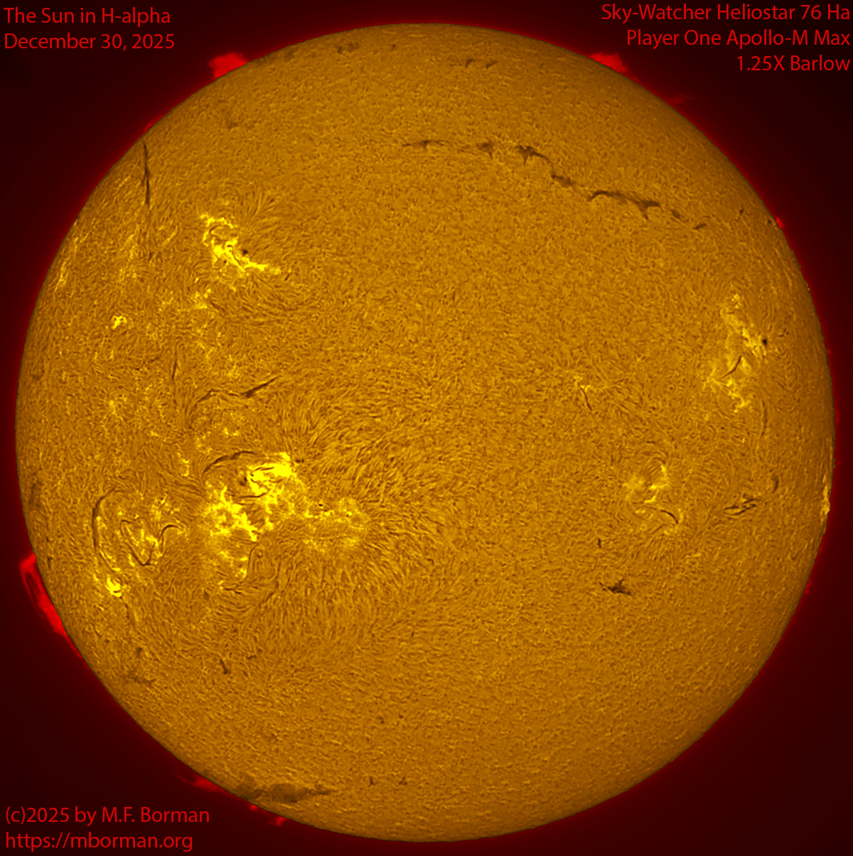 Solar image in h-alpha 12/30/25
