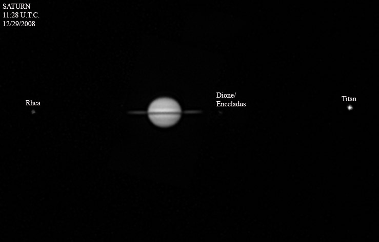 Saturn and Three Of It's Moons 12/29/2008