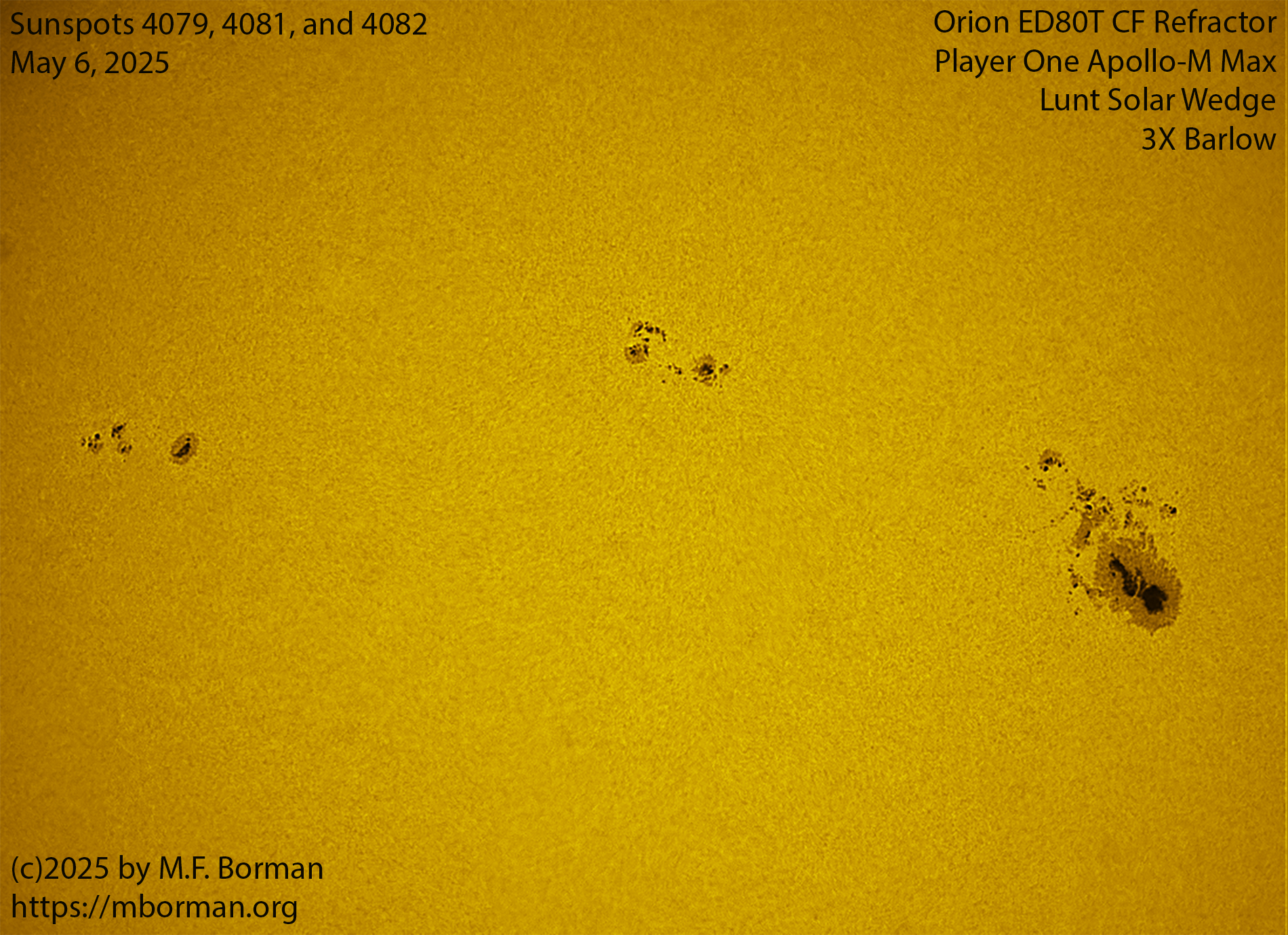 Sunspots 4079, 4081, and 4082 05/06/25