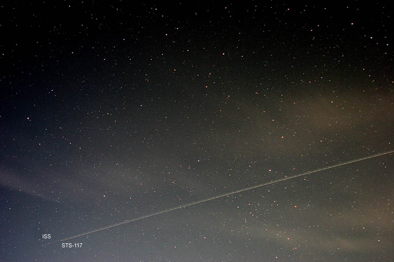 The Space Shuttle (STS-117) & The International Space Station Pass Over Evansville, June 19, 2007.