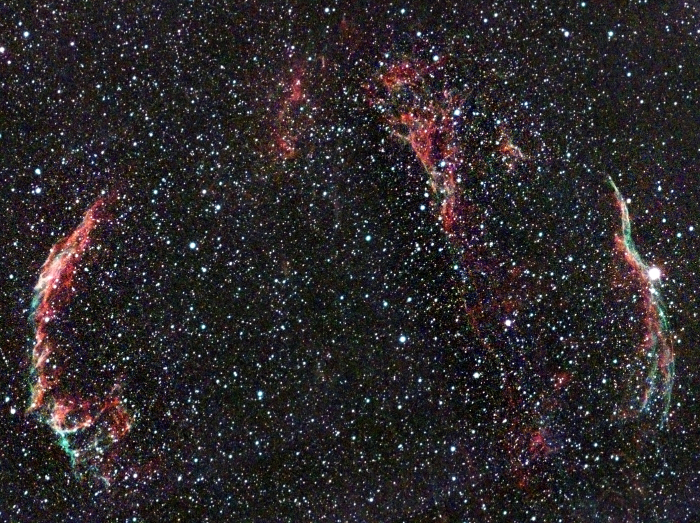 Veil Nebula Supernova Remnant in Cygnus taken 08/21/26 with a Seestar S30 Pro Smart Telescope using mosaic mode.